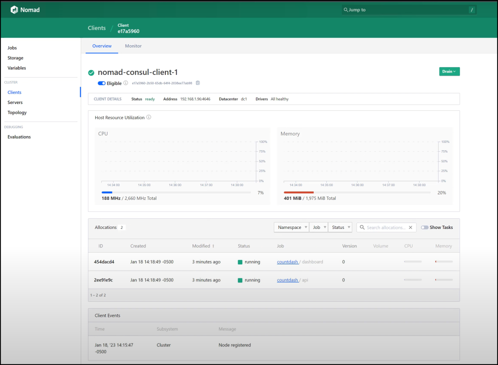 Creating a vSphere On-Premises HashiCorp Nomad Cluster with Packer, Terraform, Ansible, and GitLab 20 Nomad Dashboard
