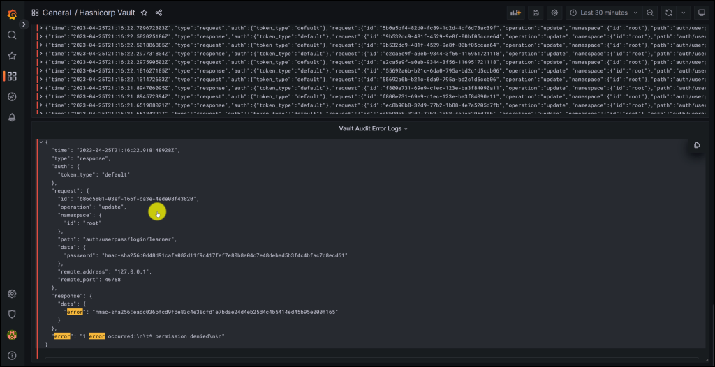 Filtering on Errors in Vault Audit Logs in Grafana