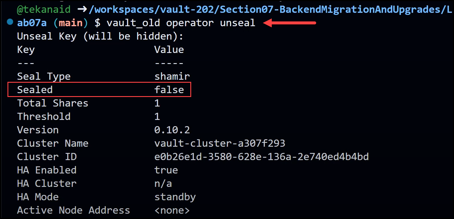 Vault Storage Backend Migration from Consul to Integrated Storage (RAFT) 12 Vault is Sealed