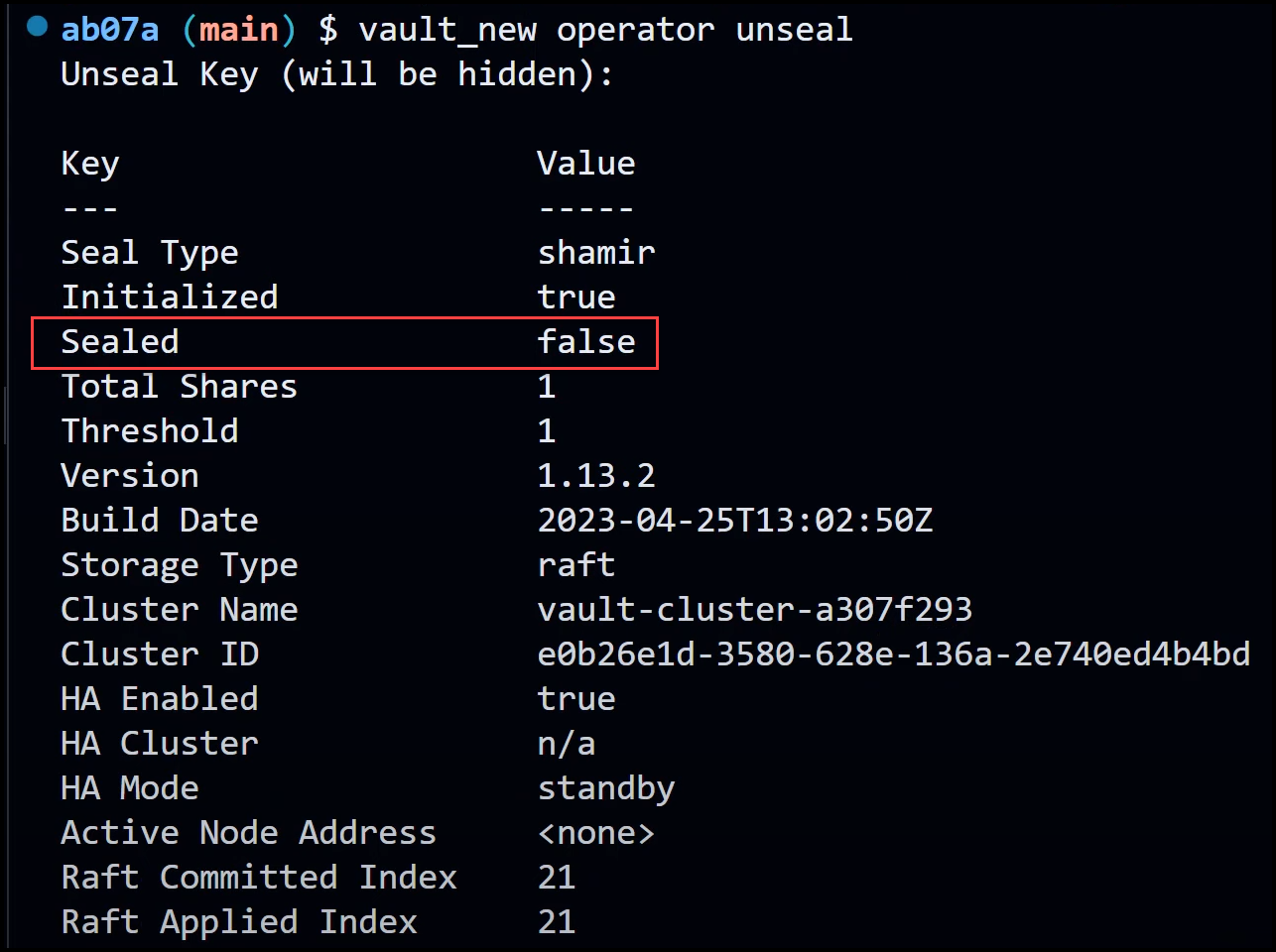 Vault Storage Backend Migration from Consul to Integrated Storage (RAFT) 52 New Vault cluster is now unsealed