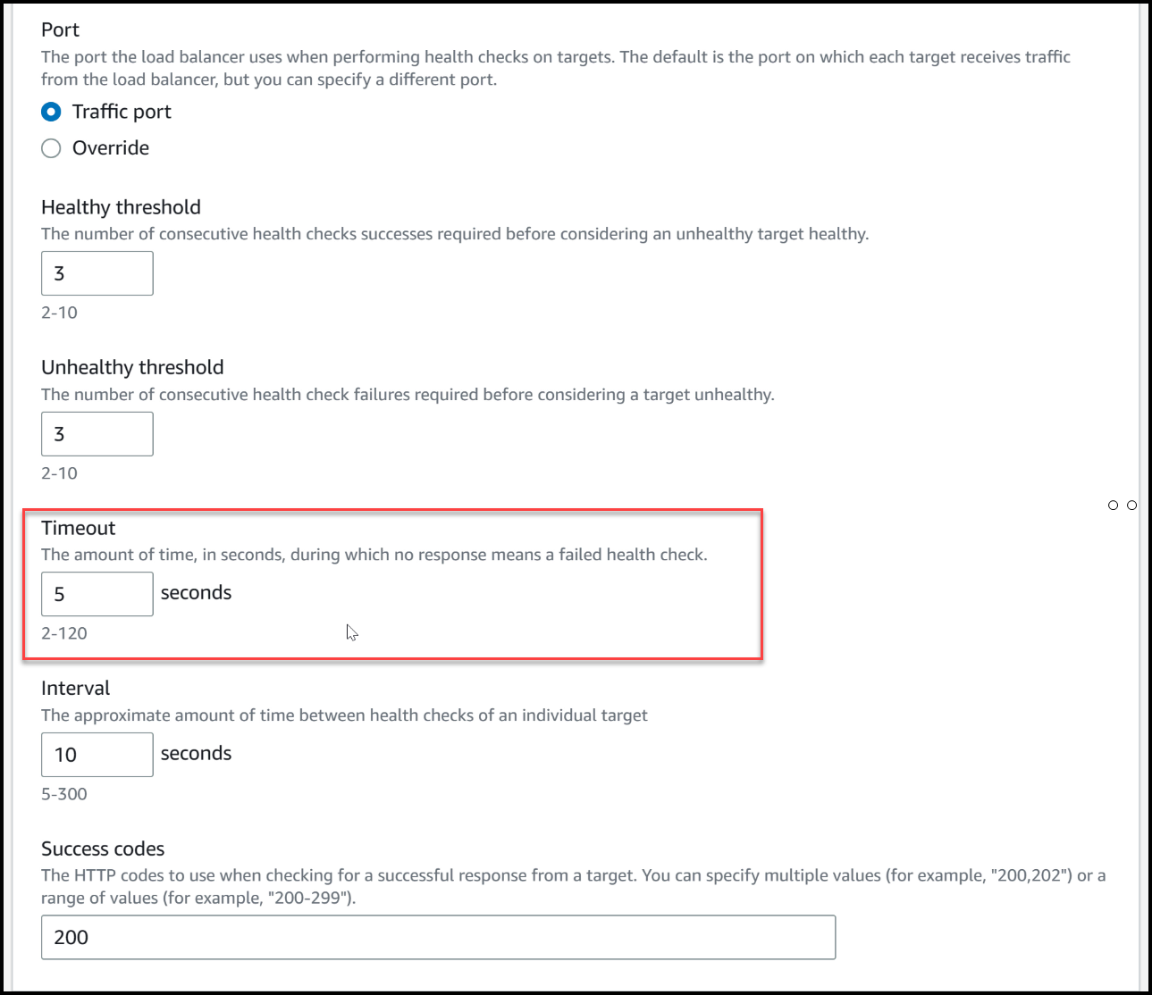 The Load balancer's advanced settings