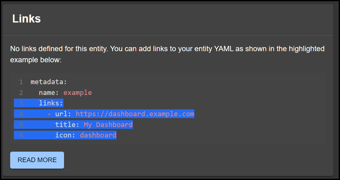 Links Section of Our Component