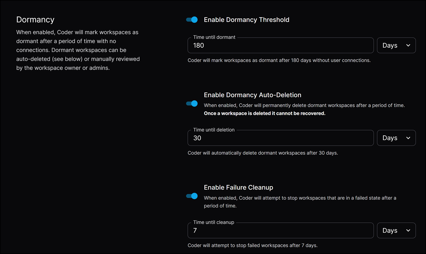 Coder's Dormancy Feature