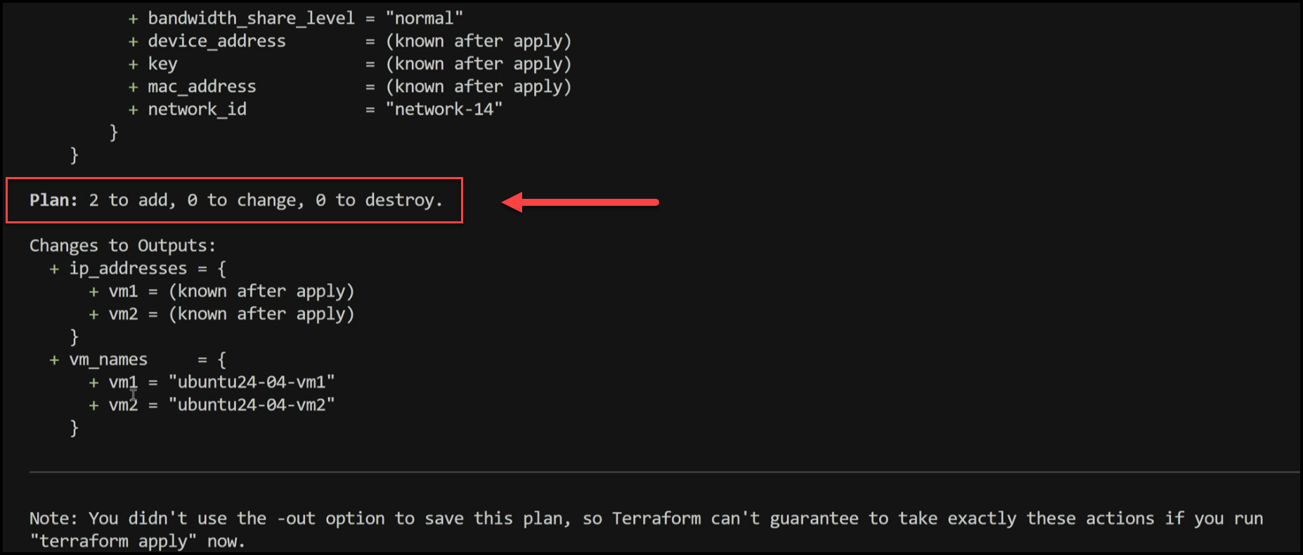 Terraform vSphere Provider: Automate Ubuntu 24.04 Install 3 Terraform vsphere plan output
