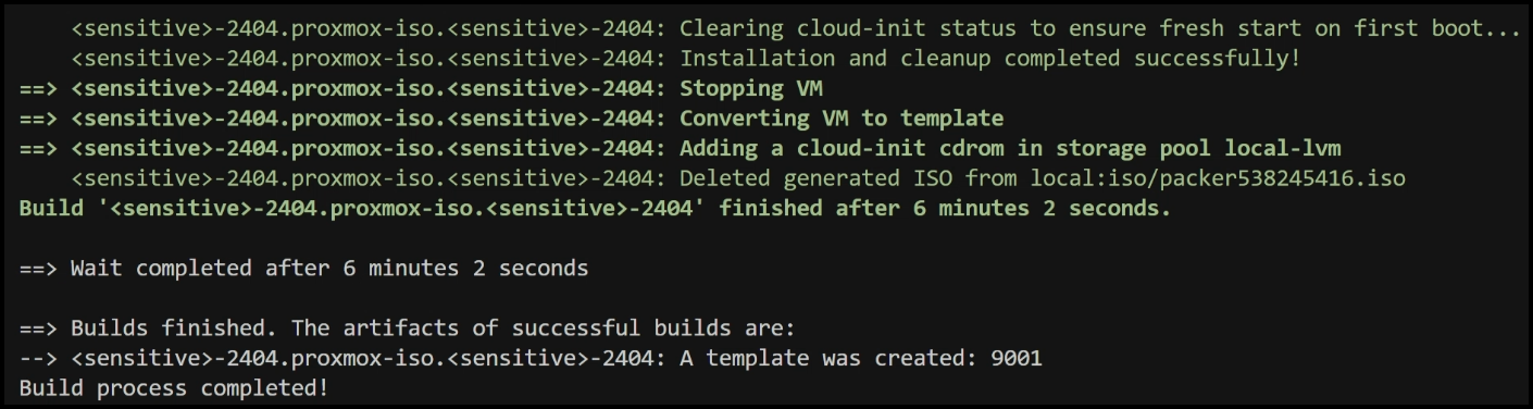 Mastering Packer Proxmox for Ubuntu 24.04 4 Packer build process completes