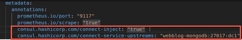 Webblog App Part 3 - Consul Connect Service Mesh 20 Python Flask App K8s Annotations for the Consul Injector