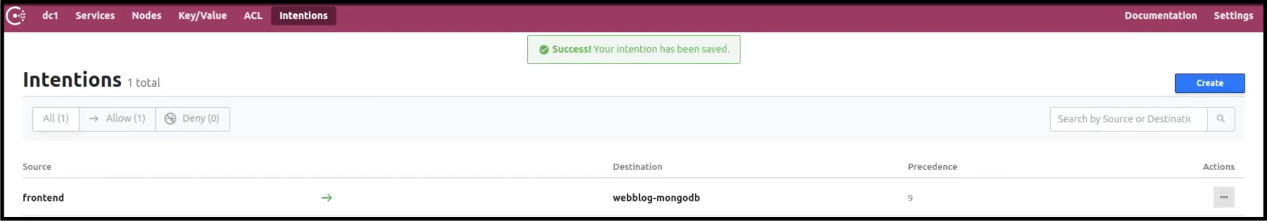 Webblog App Part 3 - Consul Connect Service Mesh 56 Allowing the Python App Frontend to talk to MongoDB via Intentions