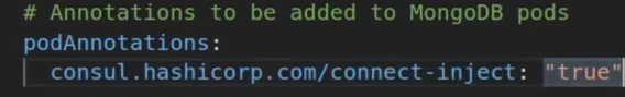 Webblog App Part 3 - Consul Connect Service Mesh 29 MongoDB K8s Annotations for the Consul Injector