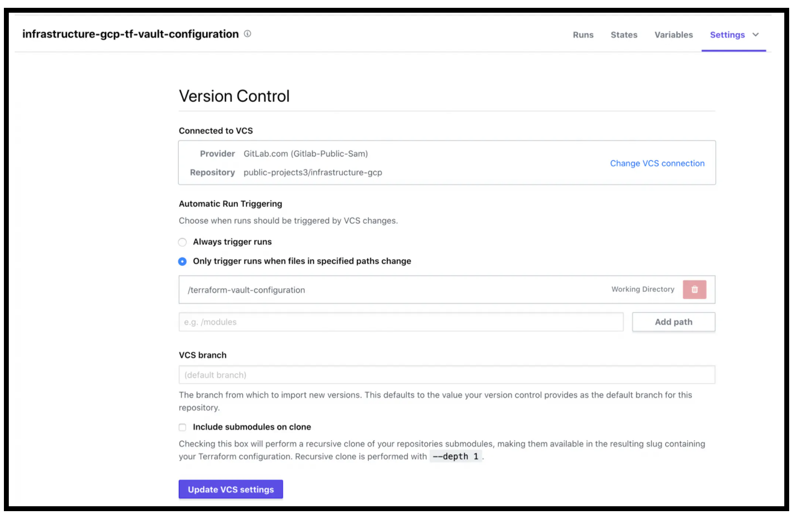 TFC - VCS setup for Vault Configuration Phase