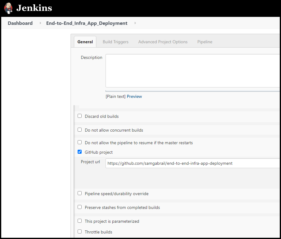 Jenkins Pipeline General Settings