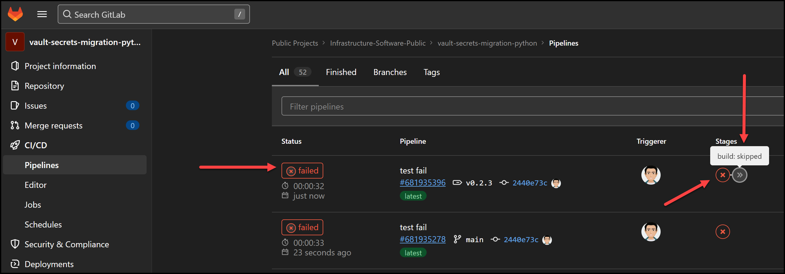 Gitlab Pipeline Test Stage Failed