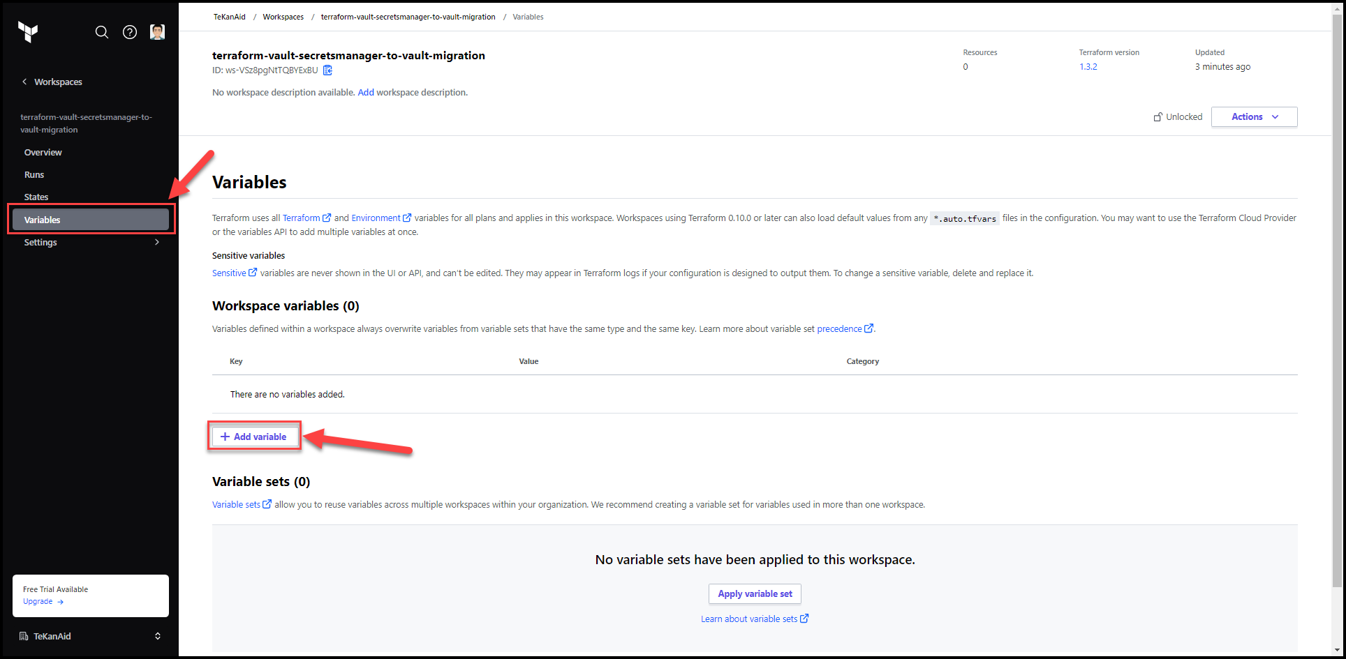 Migrate Secrets from AWS Secrets Manager to HashiCorp Vault with Terraform 92 Add Variable