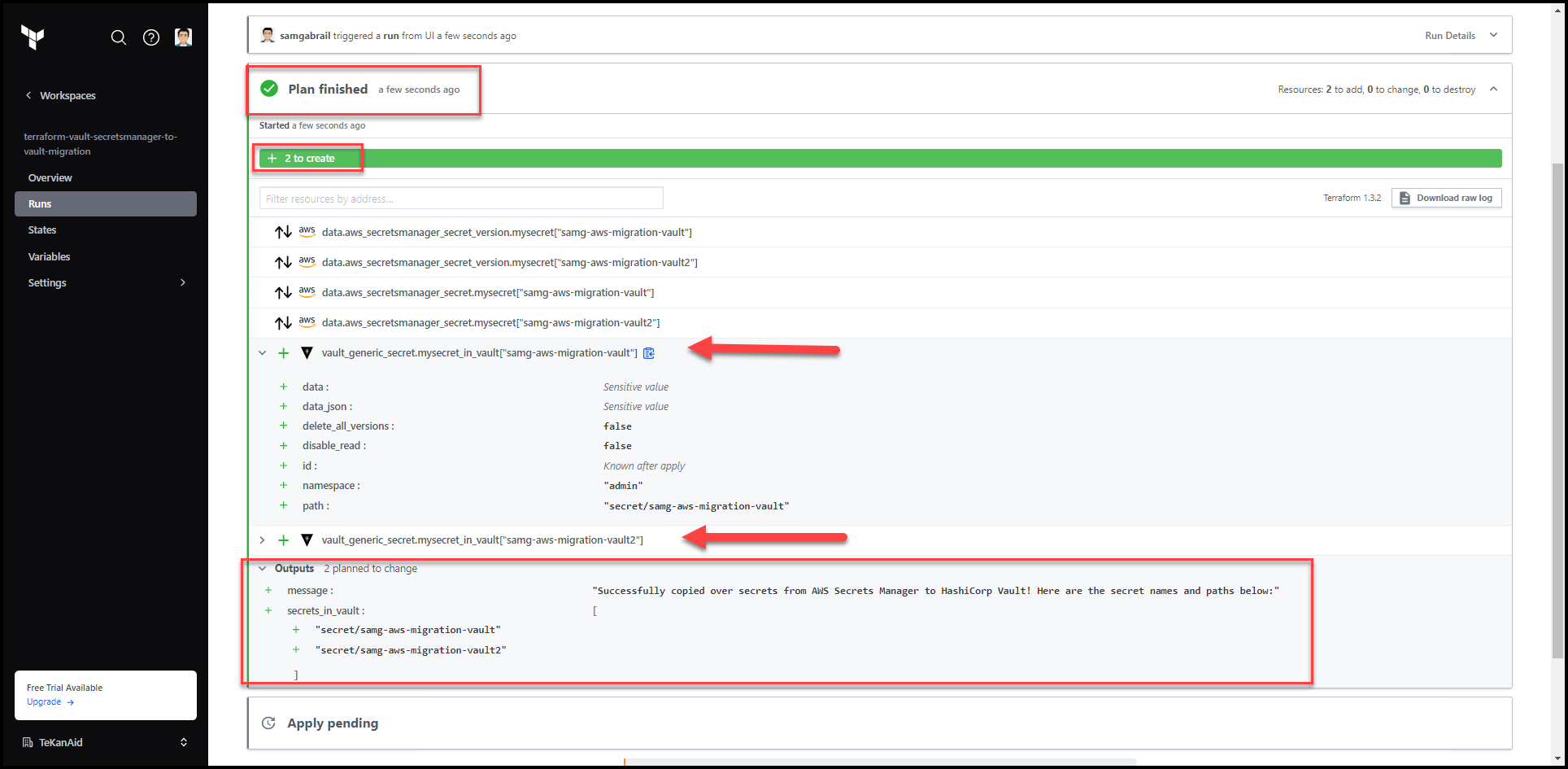Migrate Secrets from AWS Secrets Manager to HashiCorp Vault with Terraform 146 Terraform Plan Results