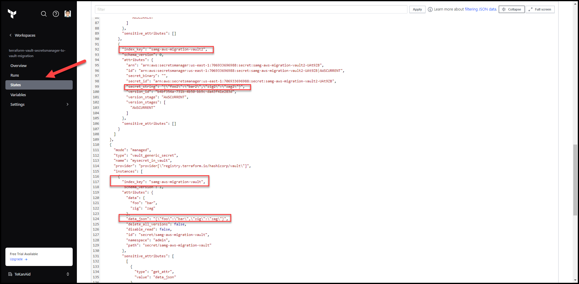Migrate Secrets from AWS Secrets Manager to HashiCorp Vault with Terraform 164 Secrets in the State File
