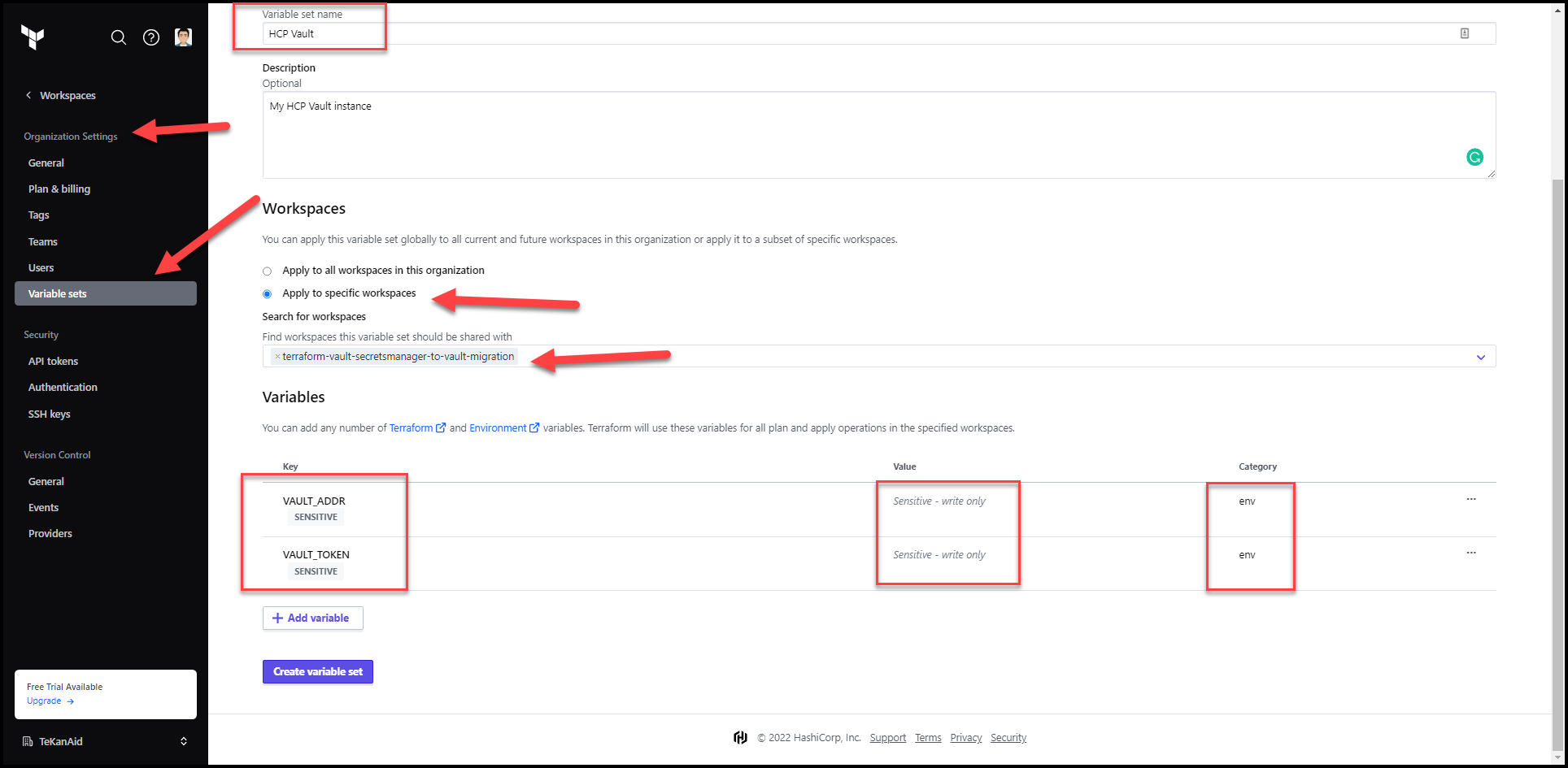 Migrate Secrets from AWS Secrets Manager to HashiCorp Vault with Terraform 119 Vault Variable Set