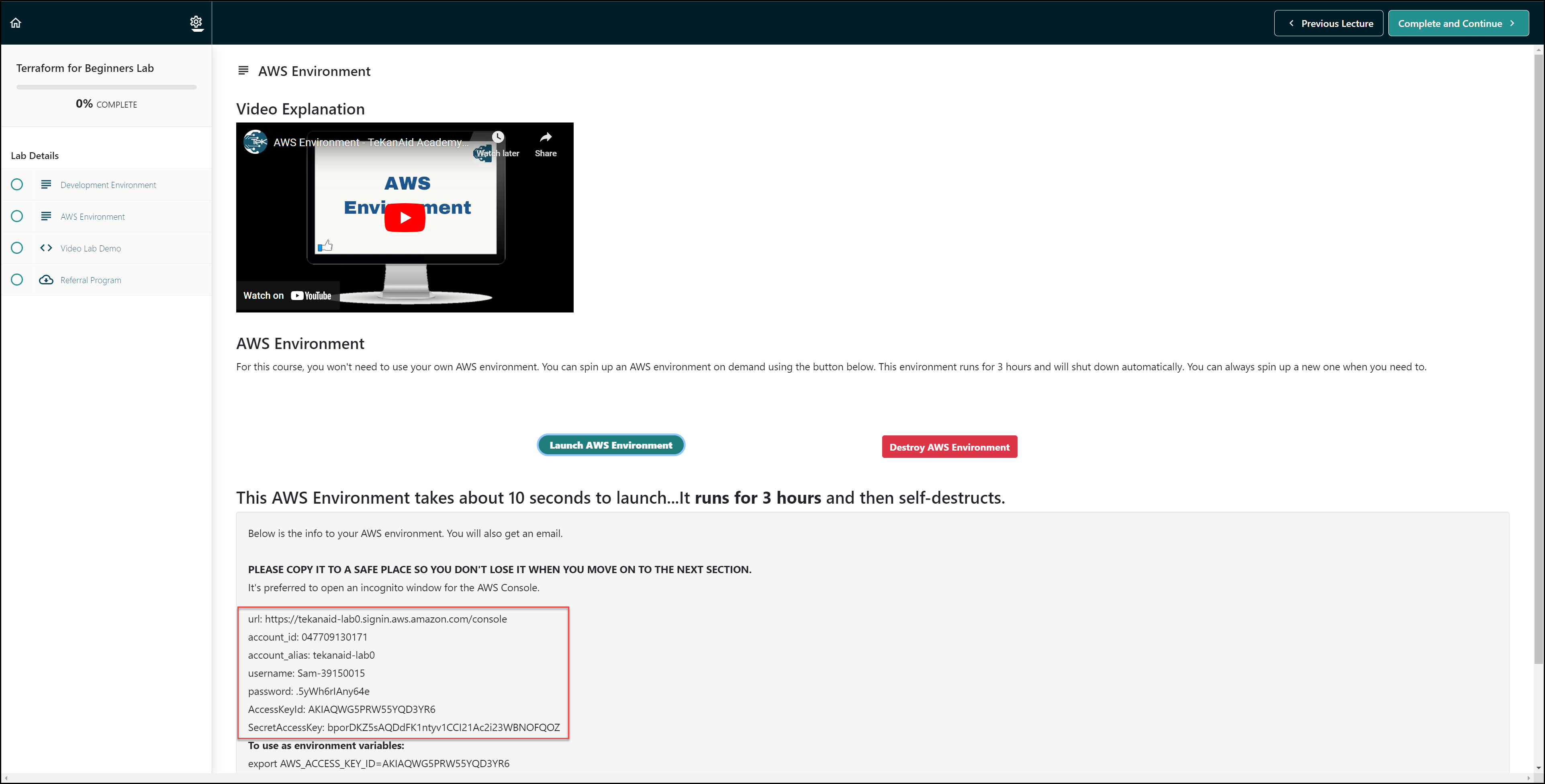 Terraform for Beginners - A Beginner's Guide to Automating Cloud Infrastructure 92 Getting an AWS Account from TeKanAid Academy Subscription